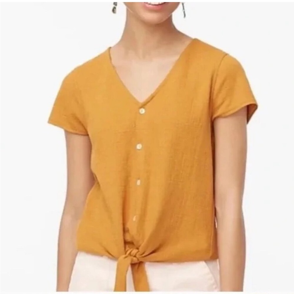 J. Crew Mustard Yellow Tie-Front Top